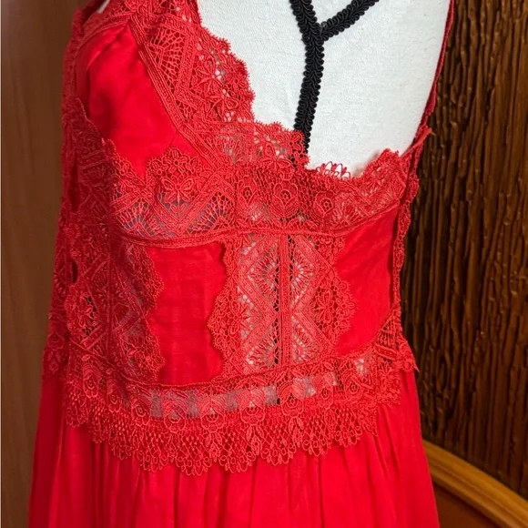 Charo Ruiz Red Lace Maxi Dress - Picture 16 of 16